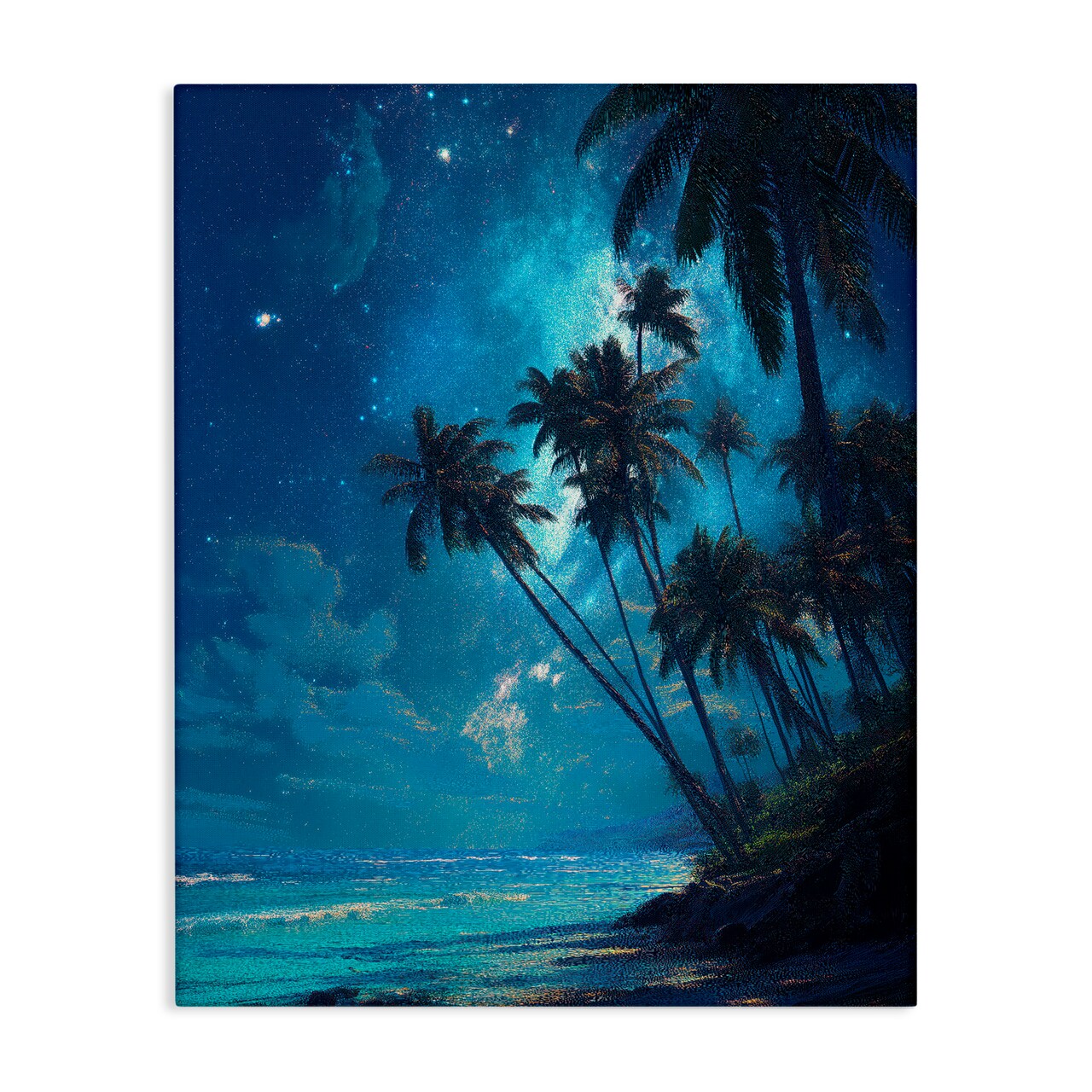 Stupell Industries Moonlit Beach Palm Trees Canvas, design by Ziwei Li